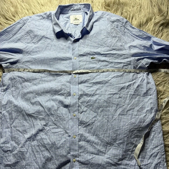 LACOSTE Dress Shirt Mens Check Button Up Long Sleeves - Picture 3 of 6